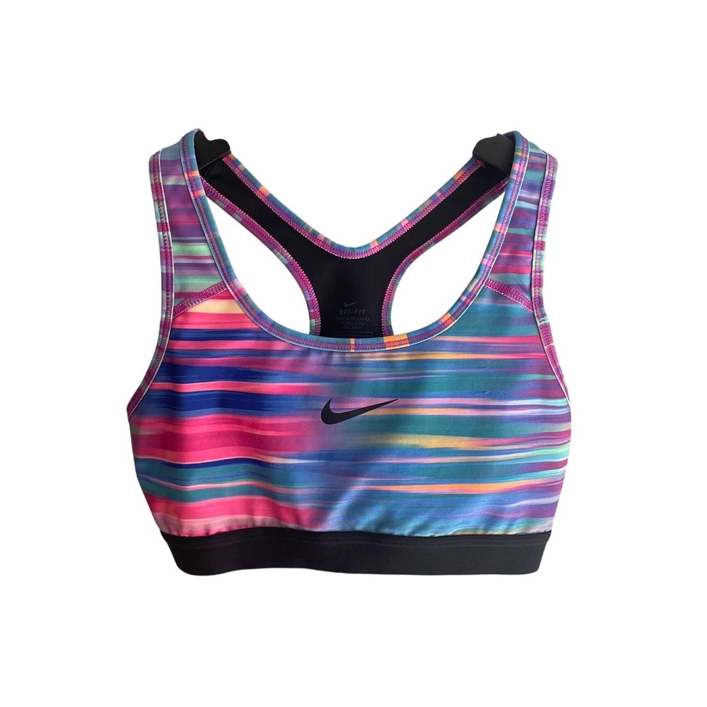 Multicolor Sports Bra Women's Medium Nike SoulCycle Dri-FIT Stripe Racerback Gym